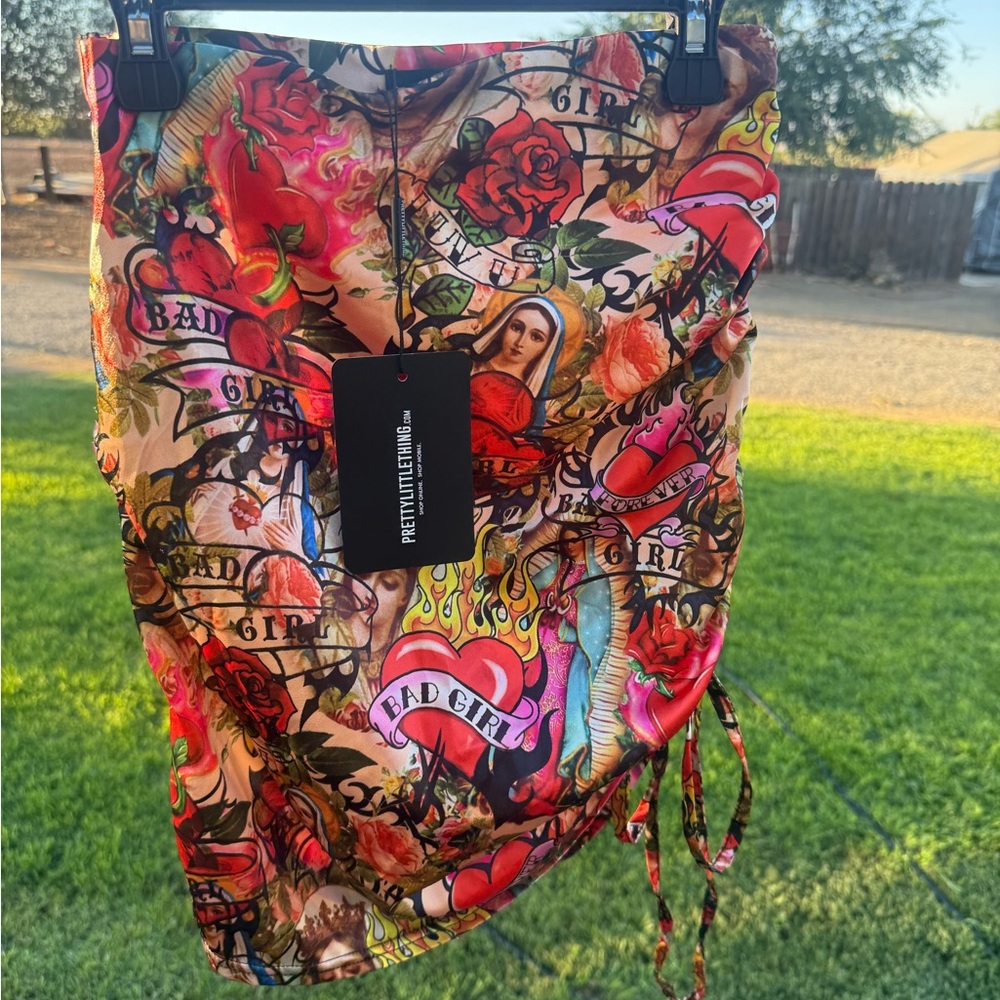 PrettyLittleThing Tattoo Art Skirt set